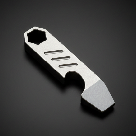 Titanium Mini Pry Bar with Hex Bit Driver & Bottle Opener · 44 mm