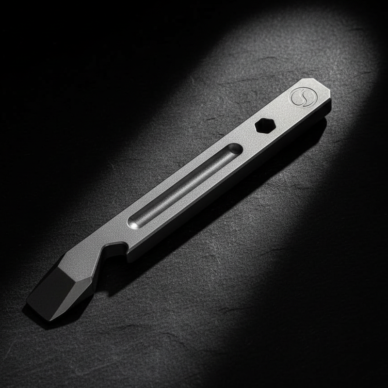 Titanium Clip Pry Bar with Bottle Opener · 124.5 mm · Gray or Blue — Gray