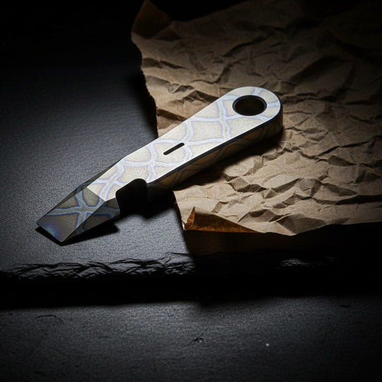 Engraved Burnt Titanium Tanto Pry Bar