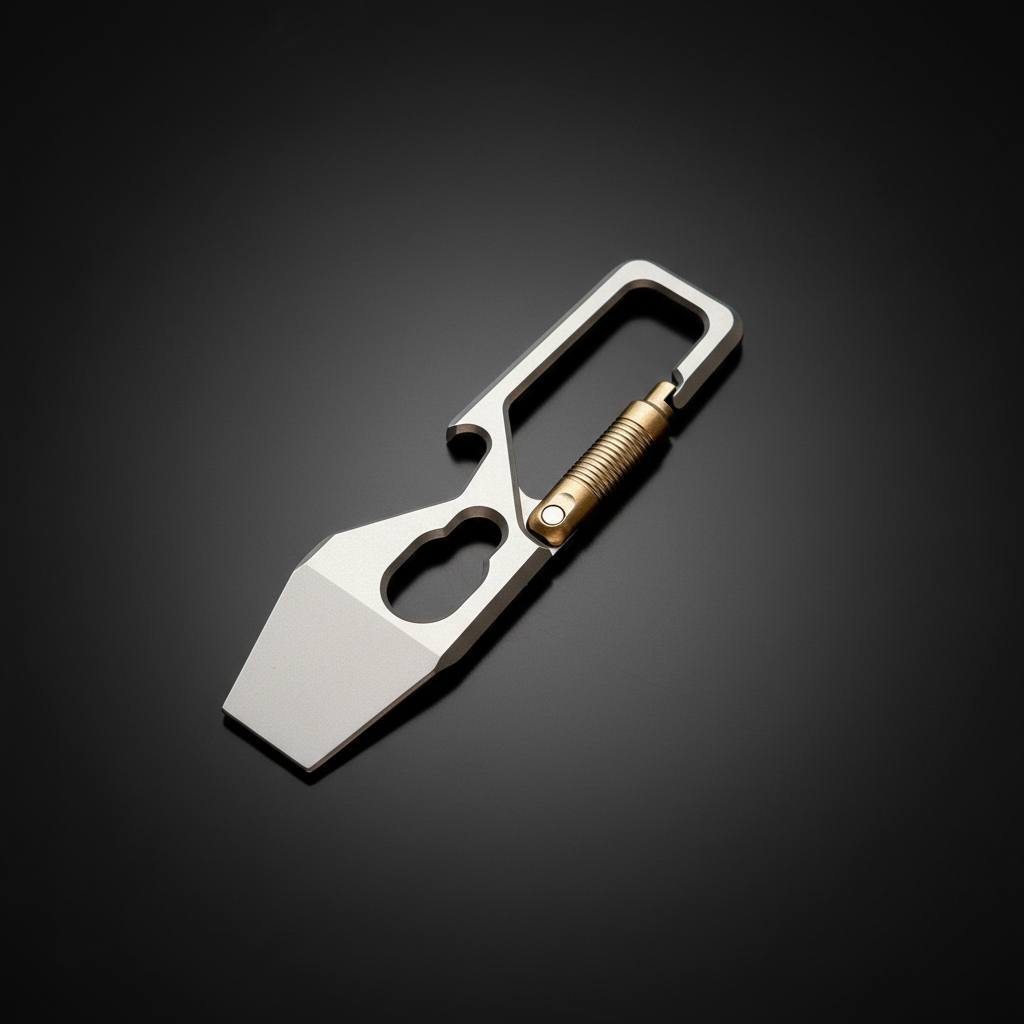Titanium Carabiner Pry Bar with Bottle Opener & Brass Gate · 60 mm