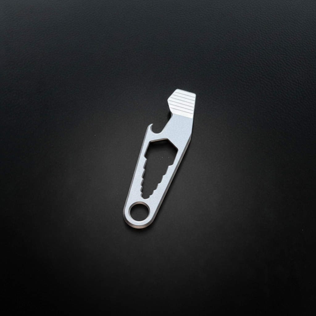 Titanium Keychain Pry Bar with Hex Wrench & Bottle Opener · 70 mm