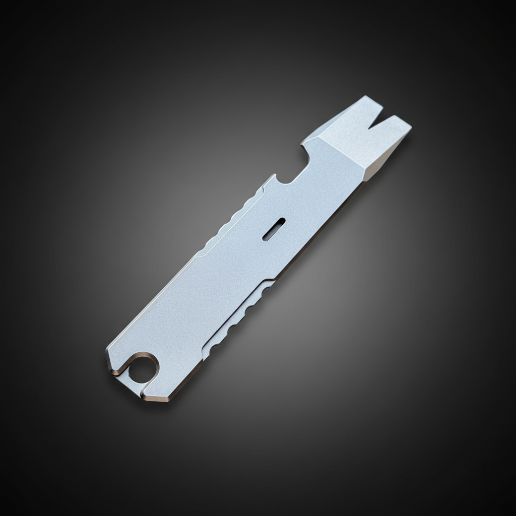 Titanium Pry Bar with Nail Puller, Bottle Opener & Glow Slot · 96 mm