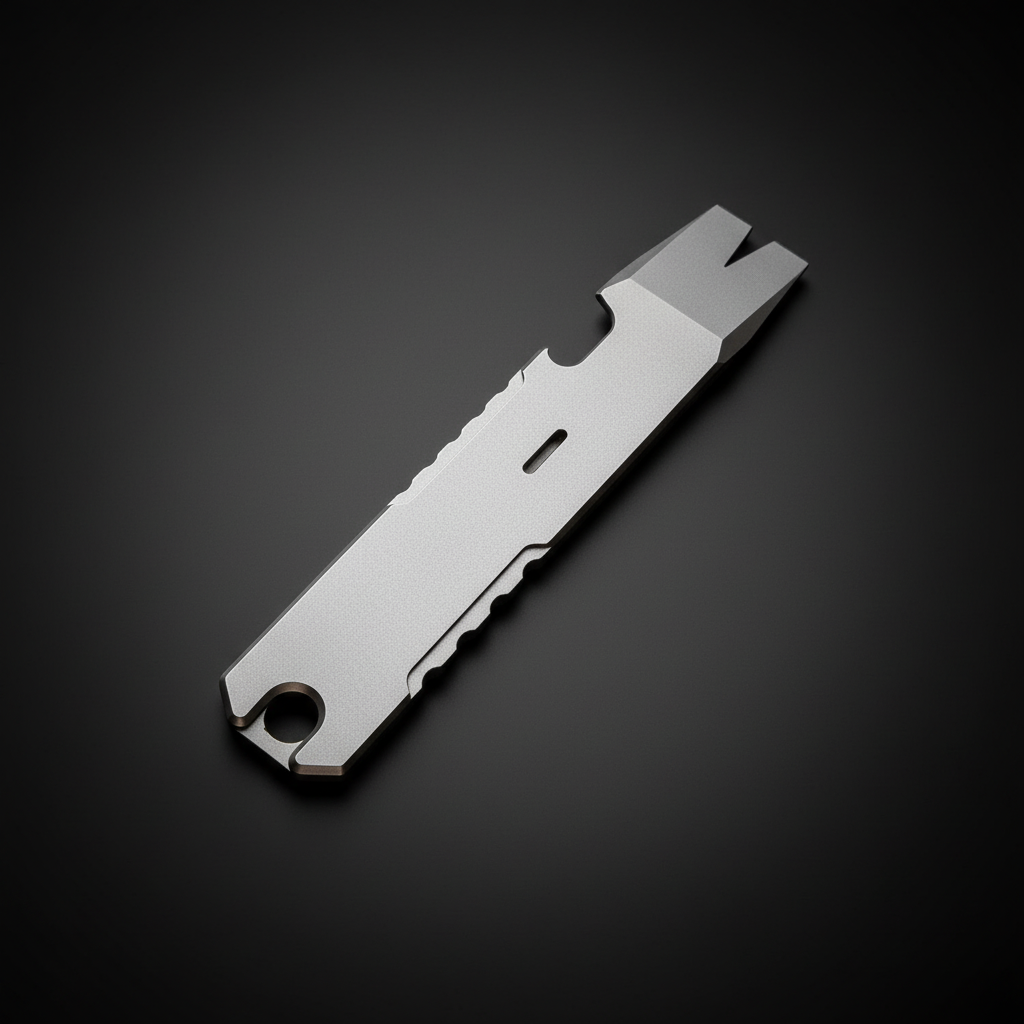 Titanium Pry Bar with Nail Puller, Bottle Opener & Glow Slot · 96 mm