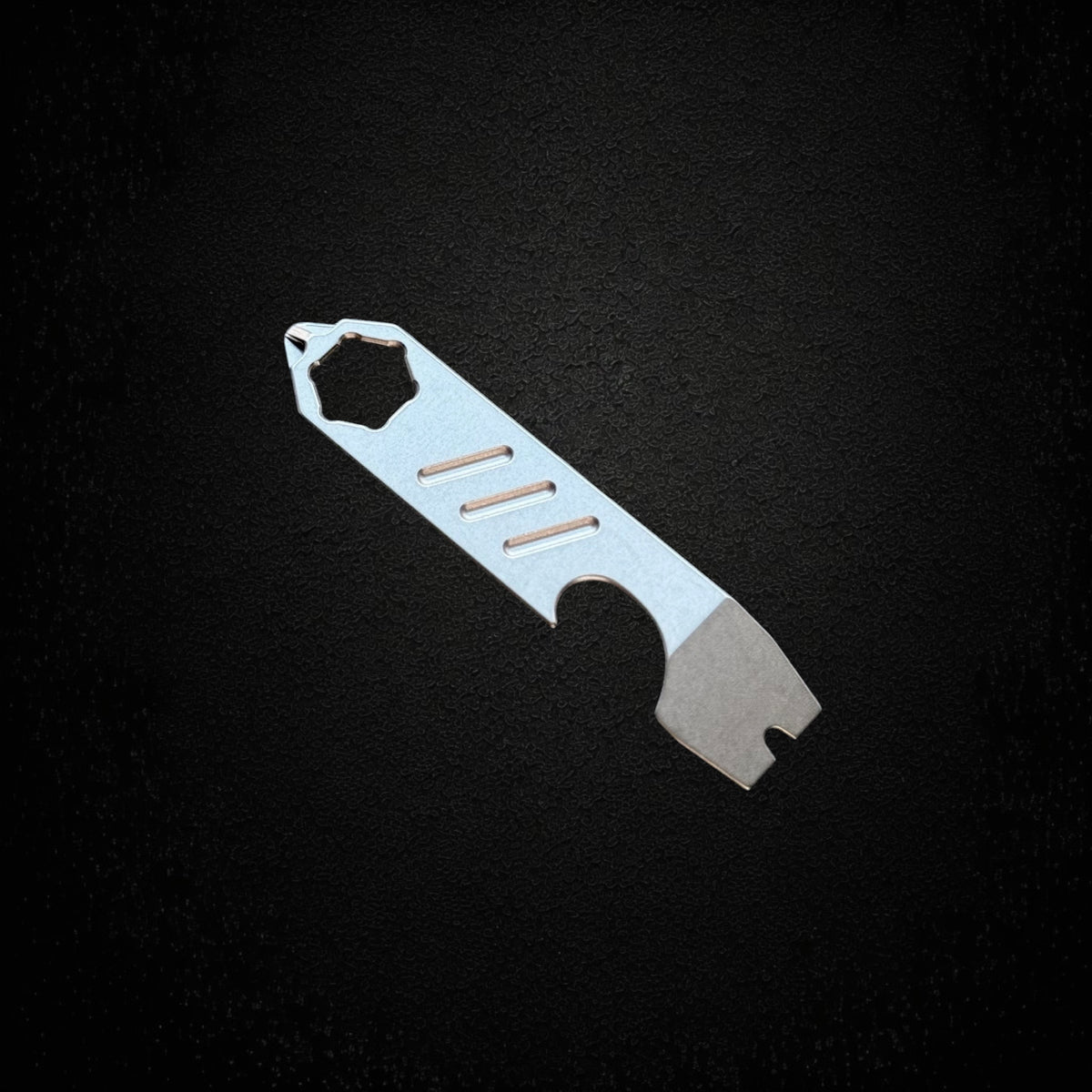 Mini Titanium Pry Bar with Bottle Opener, Nail Puller & Hex Wrench · 75 mm