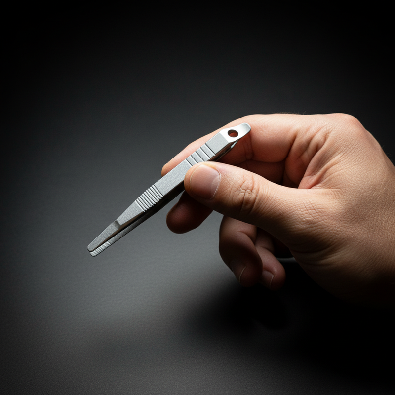 Titanium Grip Tweezers with Anti-Slip Grooves · 58 mm