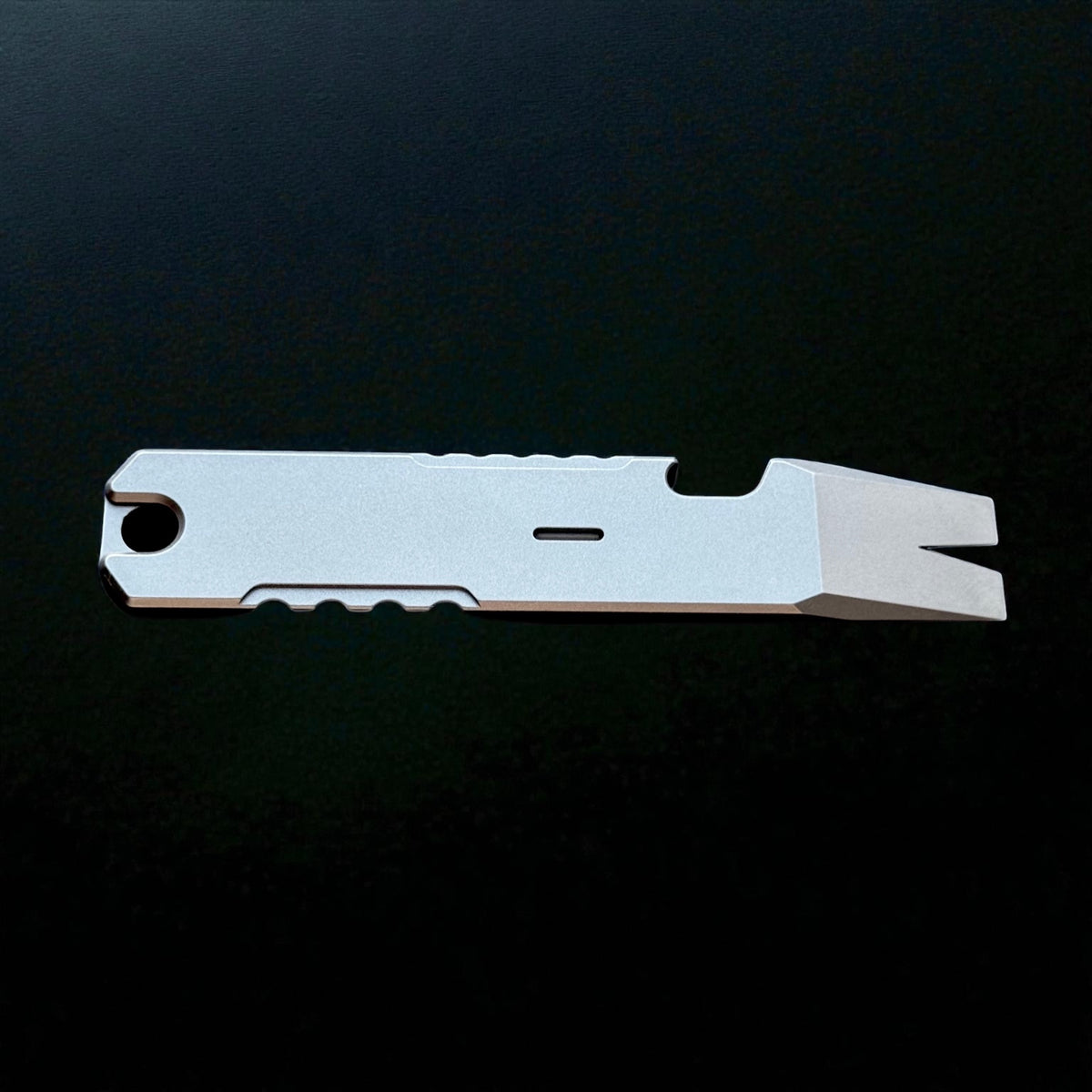 Titanium Pry Bar with Nail Puller, Bottle Opener & Glow Slot · 96 mm