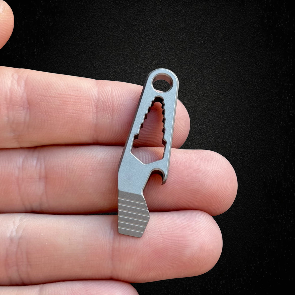 Titanium Keychain Pry Bar with Hex Wrench & Bottle Opener · 70 mm
