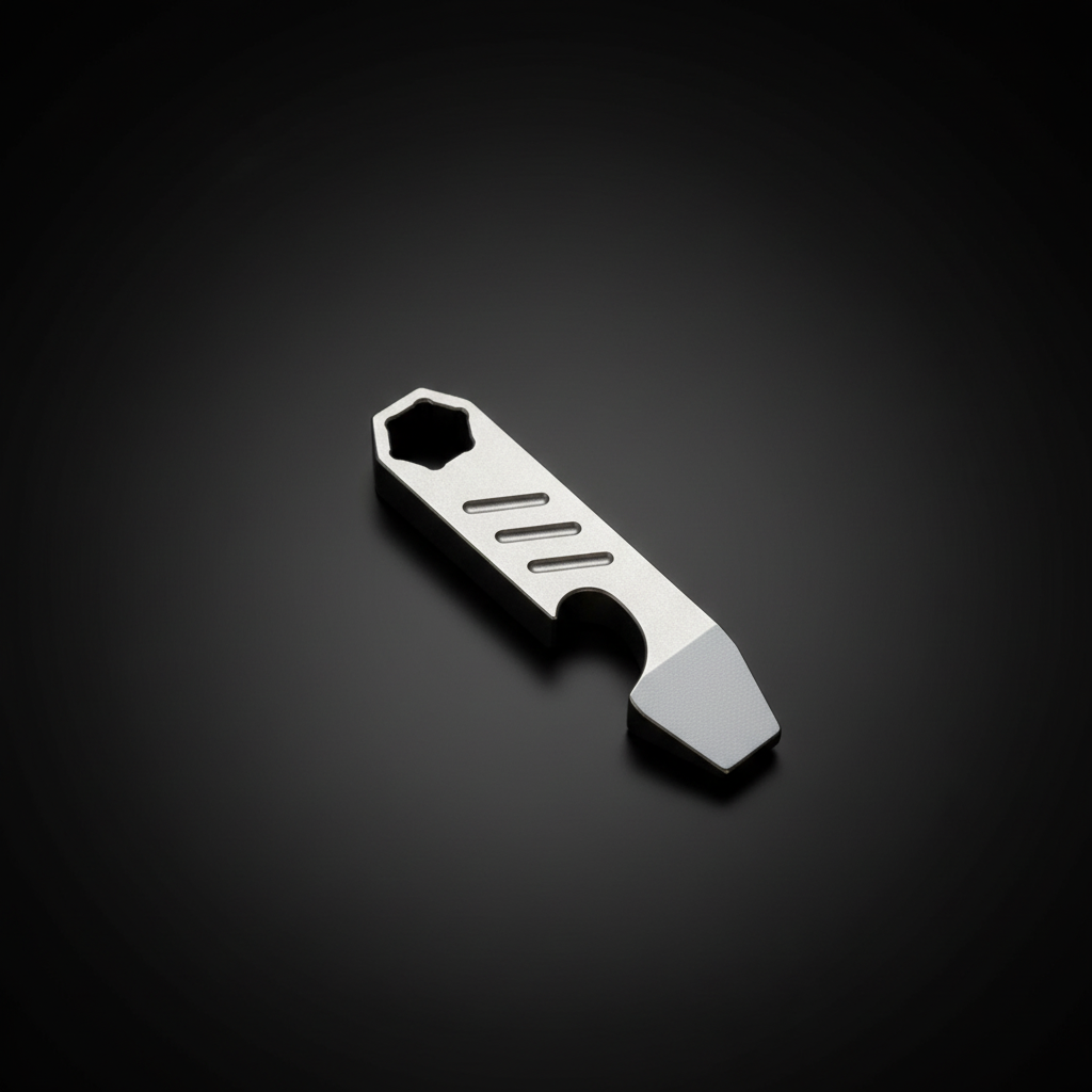 Titanium Mini Pry Bar with Hex Bit Driver & Bottle Opener · 44 mm