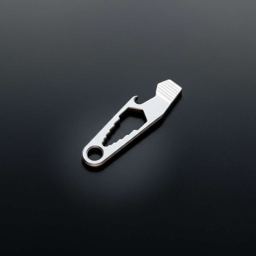 Titanium Keychain Pry Bar with Hex Wrench & Bottle Opener · 70 mm