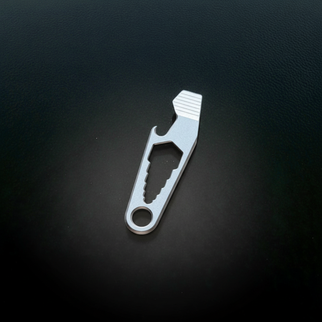 Titanium Keychain Pry Bar with Hex Wrench & Bottle Opener · 70 mm