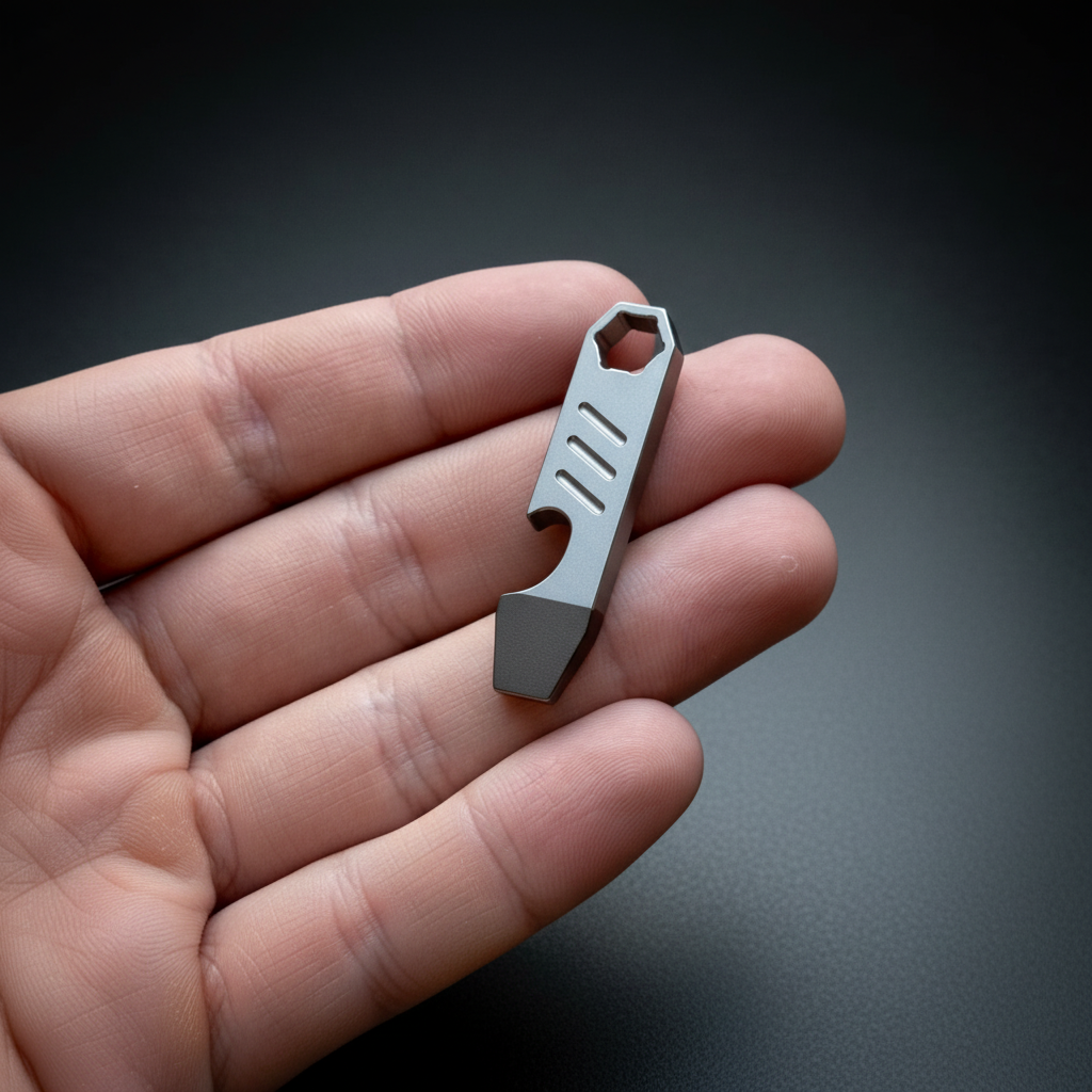 Titanium Mini Pry Bar with Hex Bit Driver & Bottle Opener · 44 mm