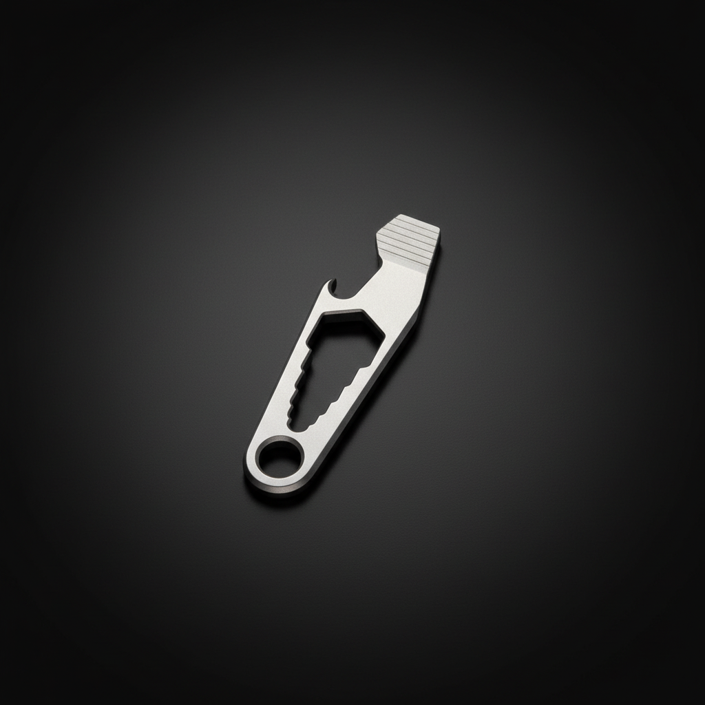 Titanium Keychain Pry Bar with Hex Wrench & Bottle Opener · 70 mm