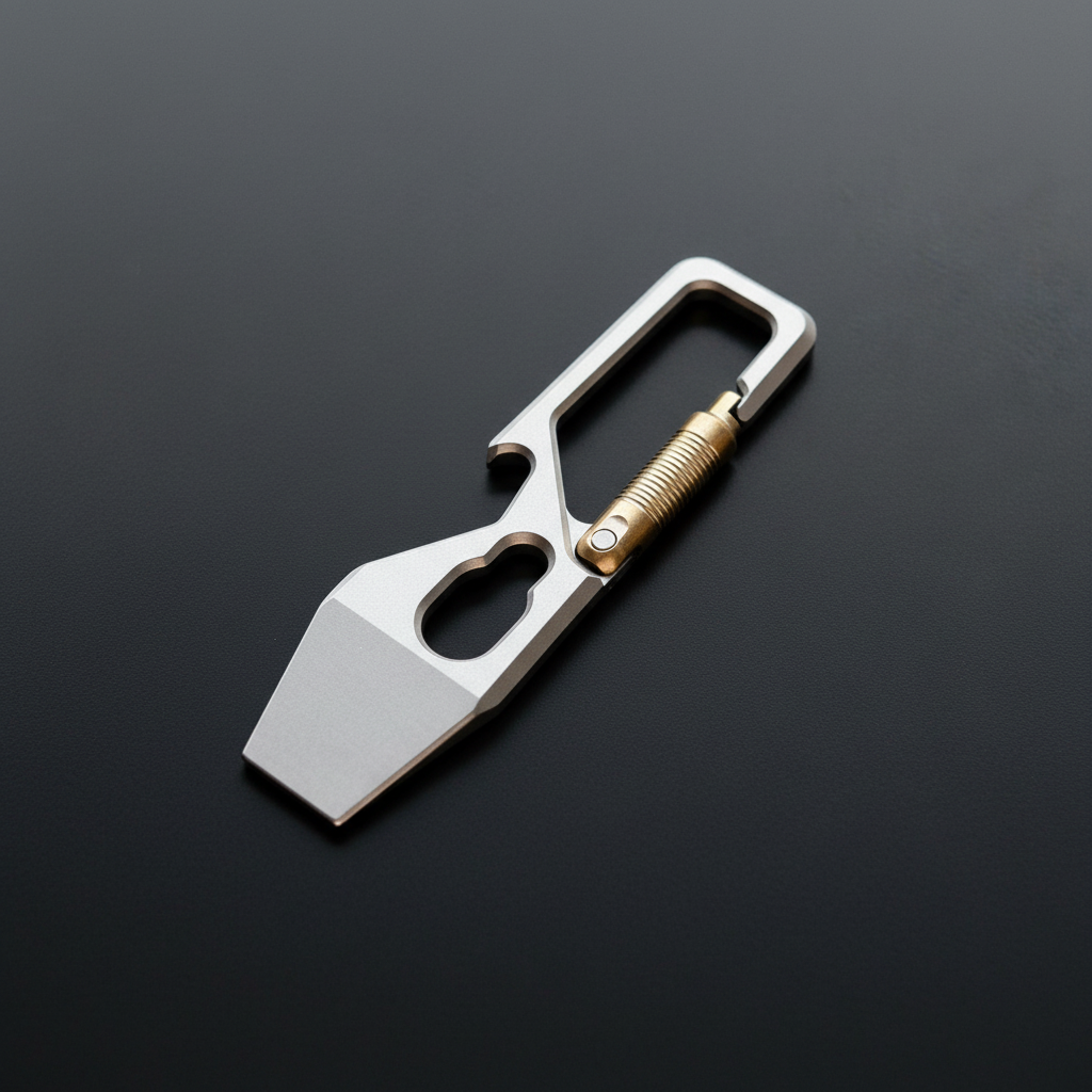 Titanium Carabiner Pry Bar with Bottle Opener & Brass Gate · 60 mm