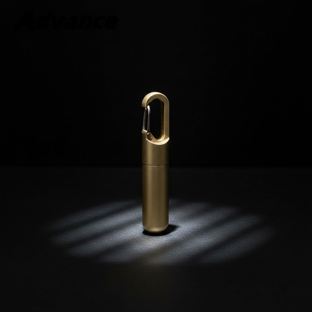 Solid Brass Keychain Container · 67.6 mm