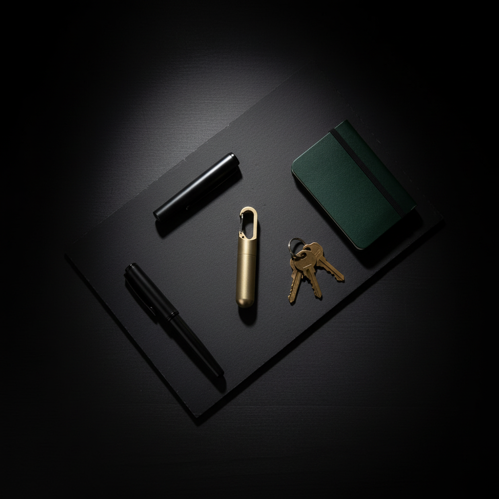 Solid Brass Keychain Container · 67.6 mm