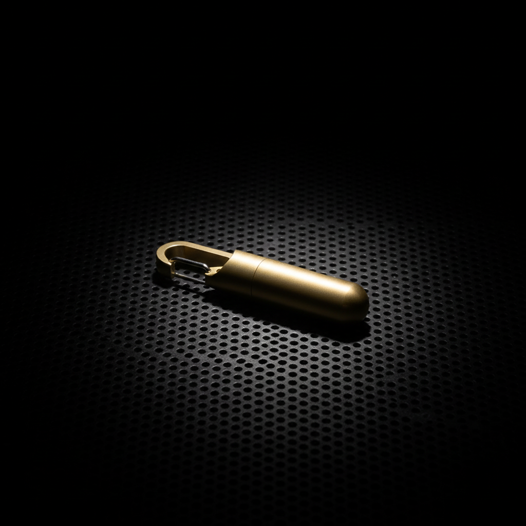 Solid Brass Keychain Container · 67.6 mm