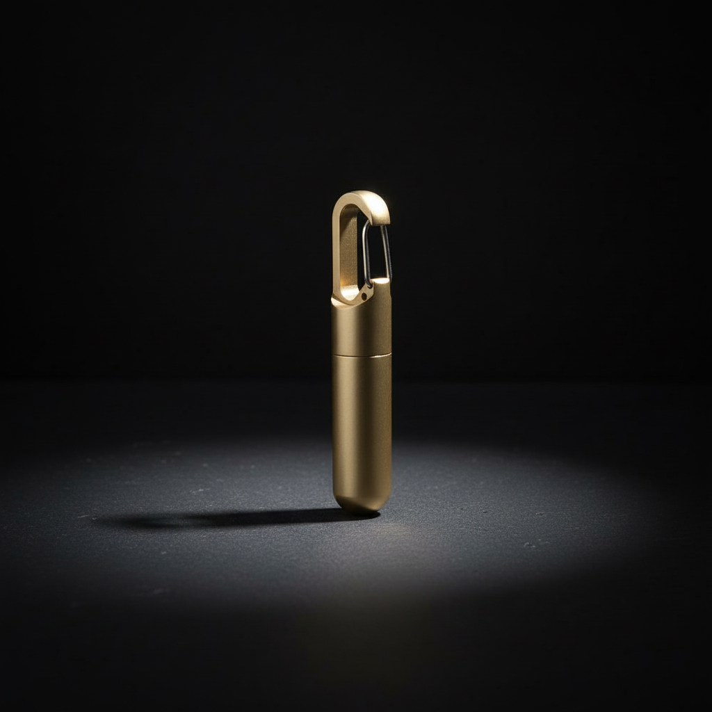 Solid Brass Keychain Container · 67.6 mm