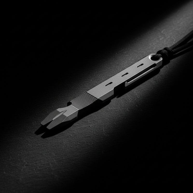 Titanium Pocket Pry Bar with Clip & Bottle Opener · 120 mm — Stonewash