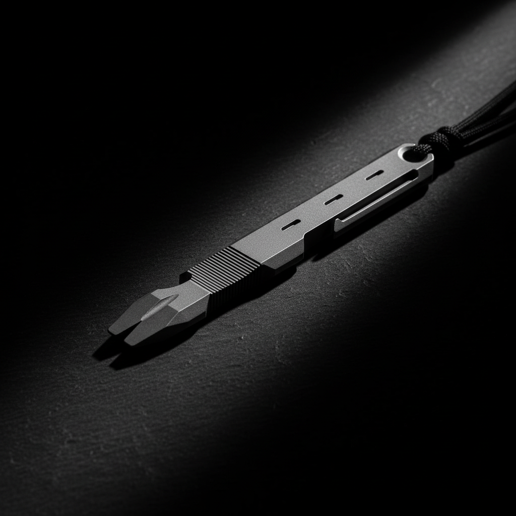 Titanium Pocket Pry Bar with Clip & Bottle Opener · 120 mm — Stonewash