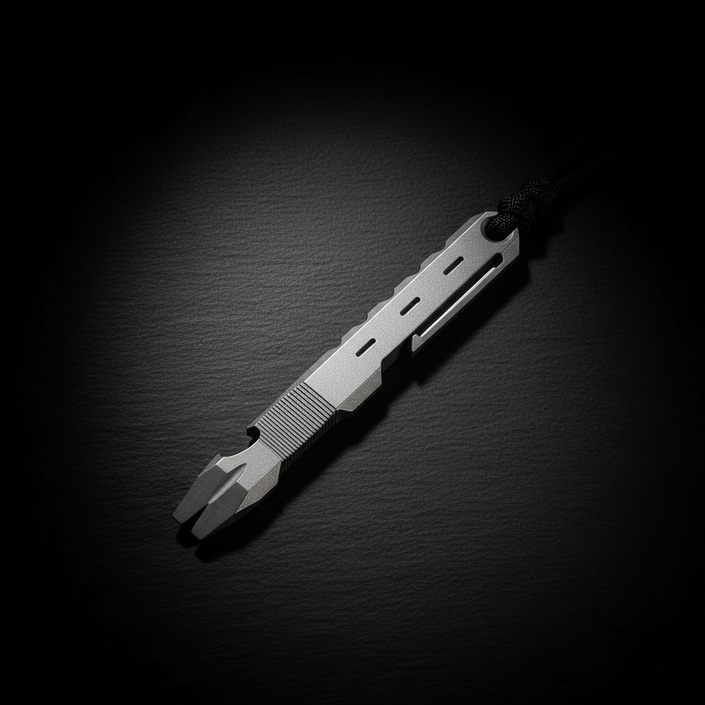 Titanium Pocket Pry Bar with Clip & Bottle Opener · 120 mm
