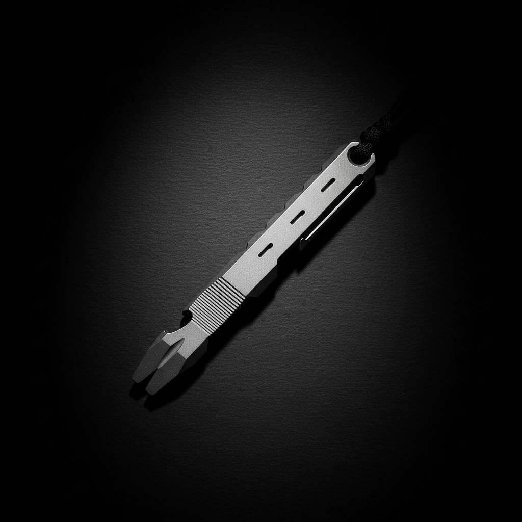 Titanium Pocket Pry Bar with Clip & Bottle Opener · 120 mm