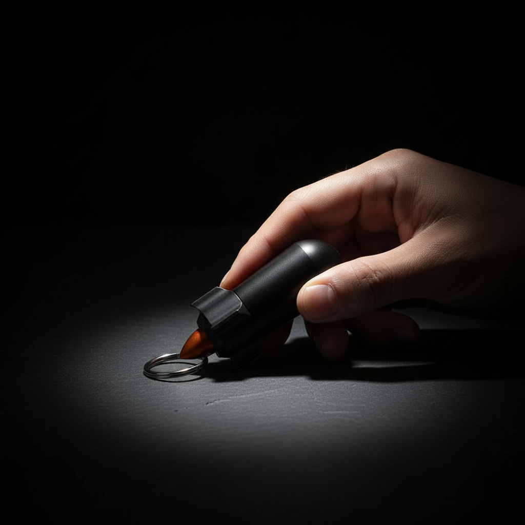 Rocket-Shaped Waterproof Aluminum Keychain Capsule · 45 mm