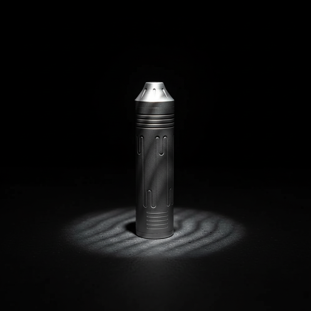 Machined Titanium Keychain Canister · 55 mm — Gray