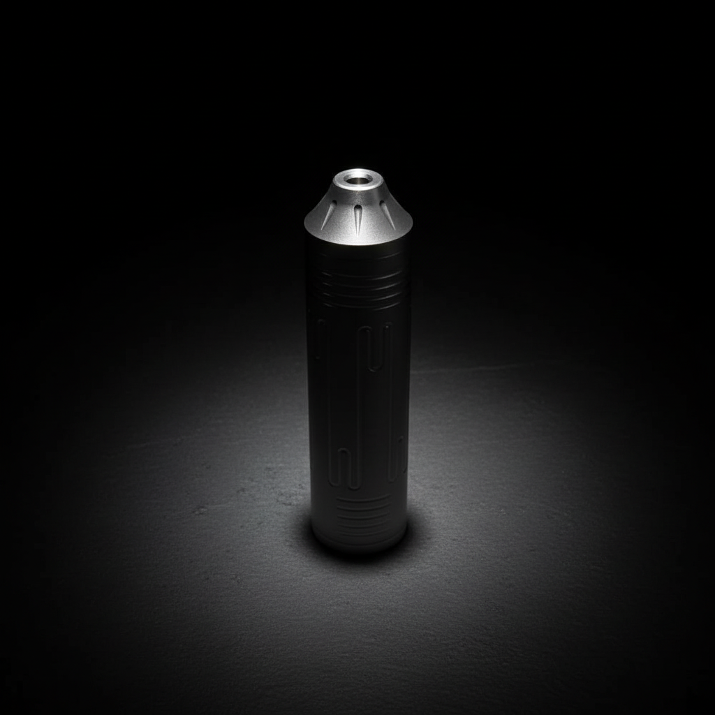 Machined Titanium Keychain Canister · 55 mm