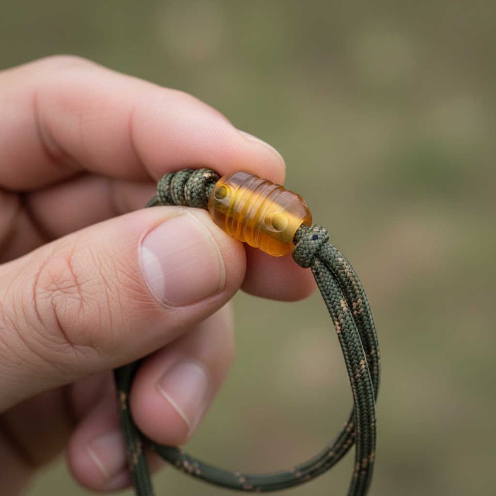 Ribbed Barrel Bead with Side Holes · Amber PEI or Titanium
