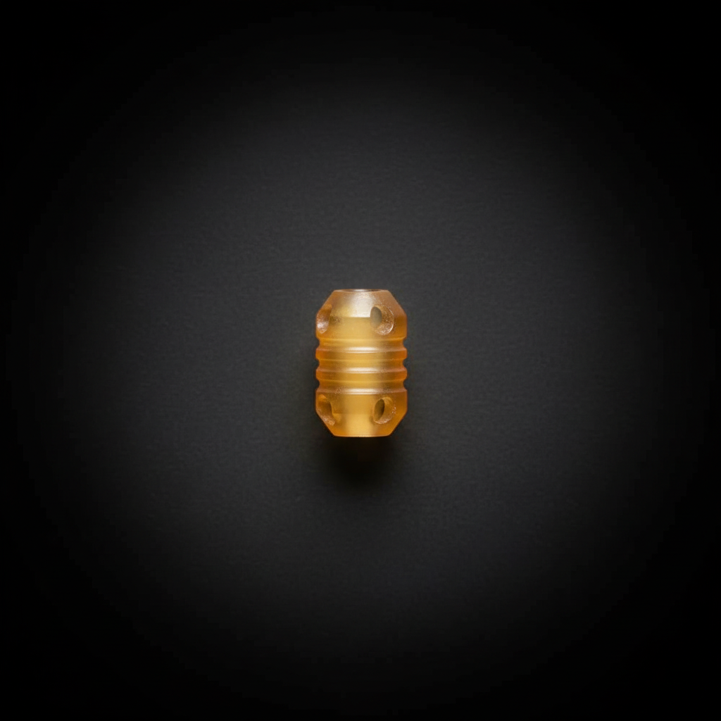Ribbed Barrel Bead with Side Holes · Amber PEI or Titanium