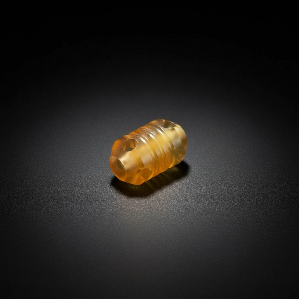 Ribbed Barrel Bead with Side Holes · Amber PEI or Titanium