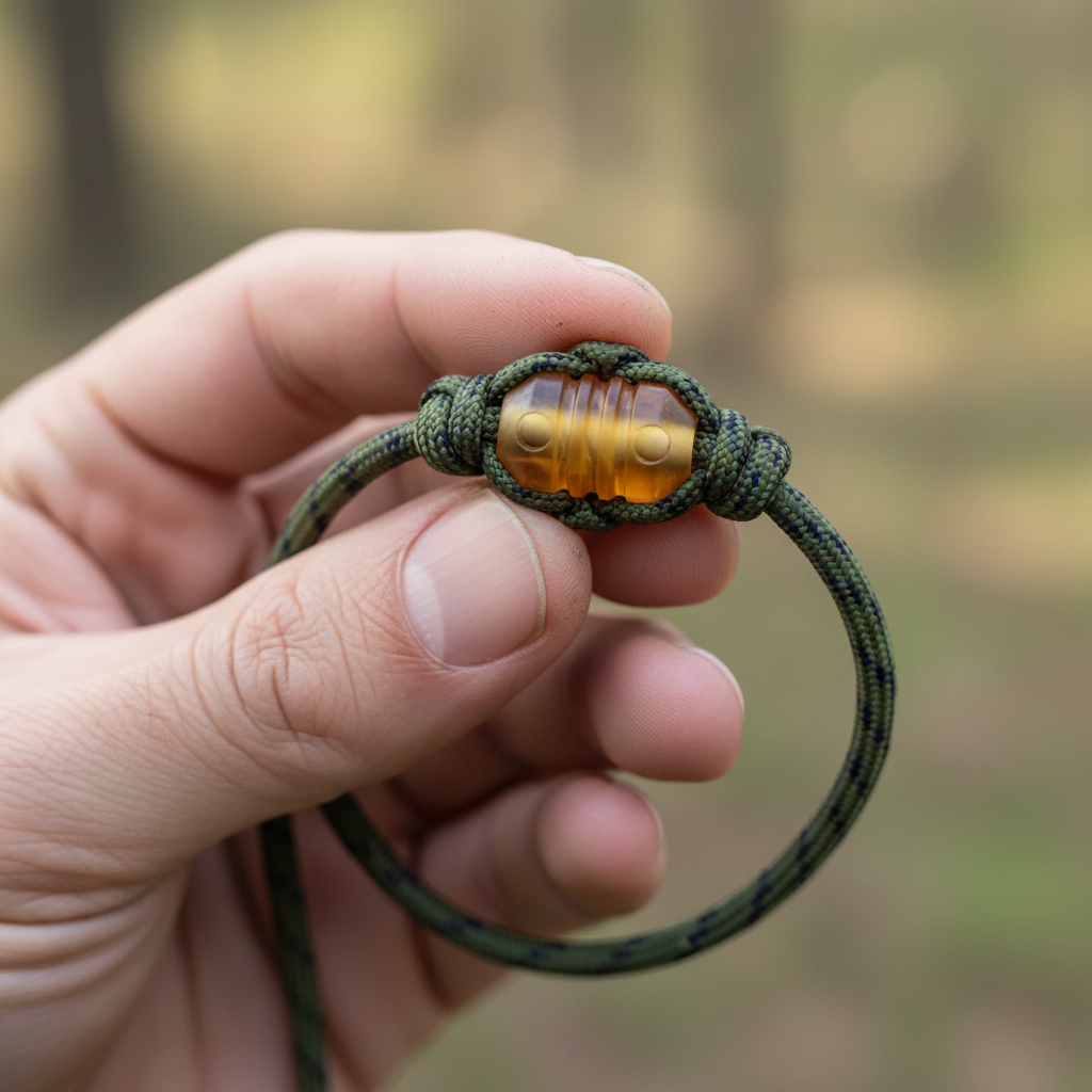 Ribbed Barrel Bead with Side Holes · Amber PEI or Titanium