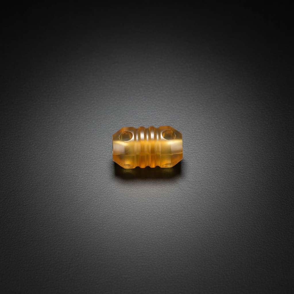 Ribbed Barrel Bead with Side Holes · Amber PEI or Titanium