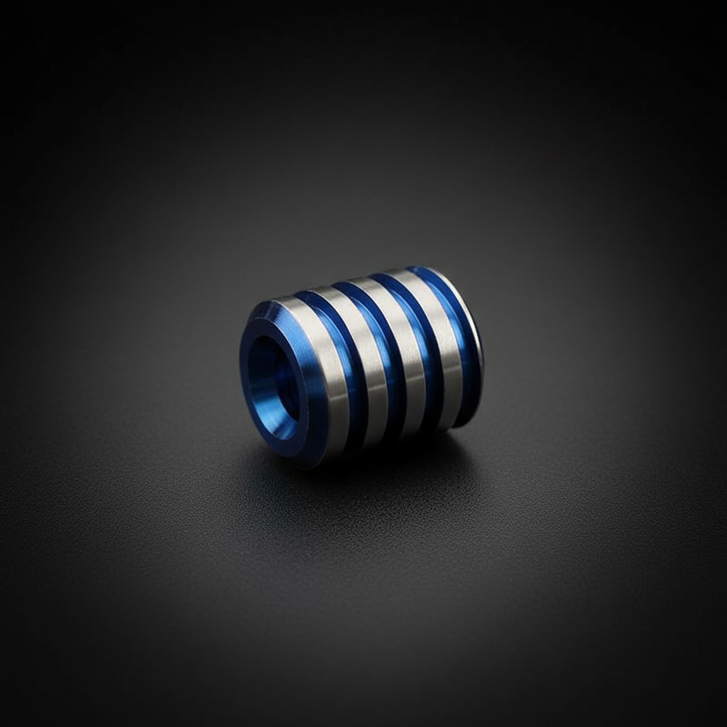 Grooved Titanium Bead · Silver, Blue or Green · 16 mm