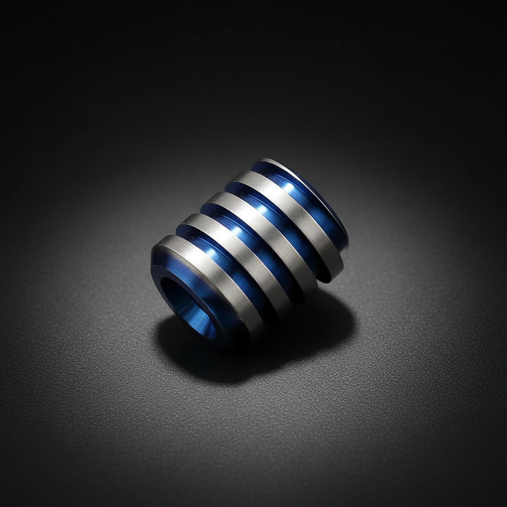 Grooved Titanium Bead · Silver, Blue or Green · 16 mm