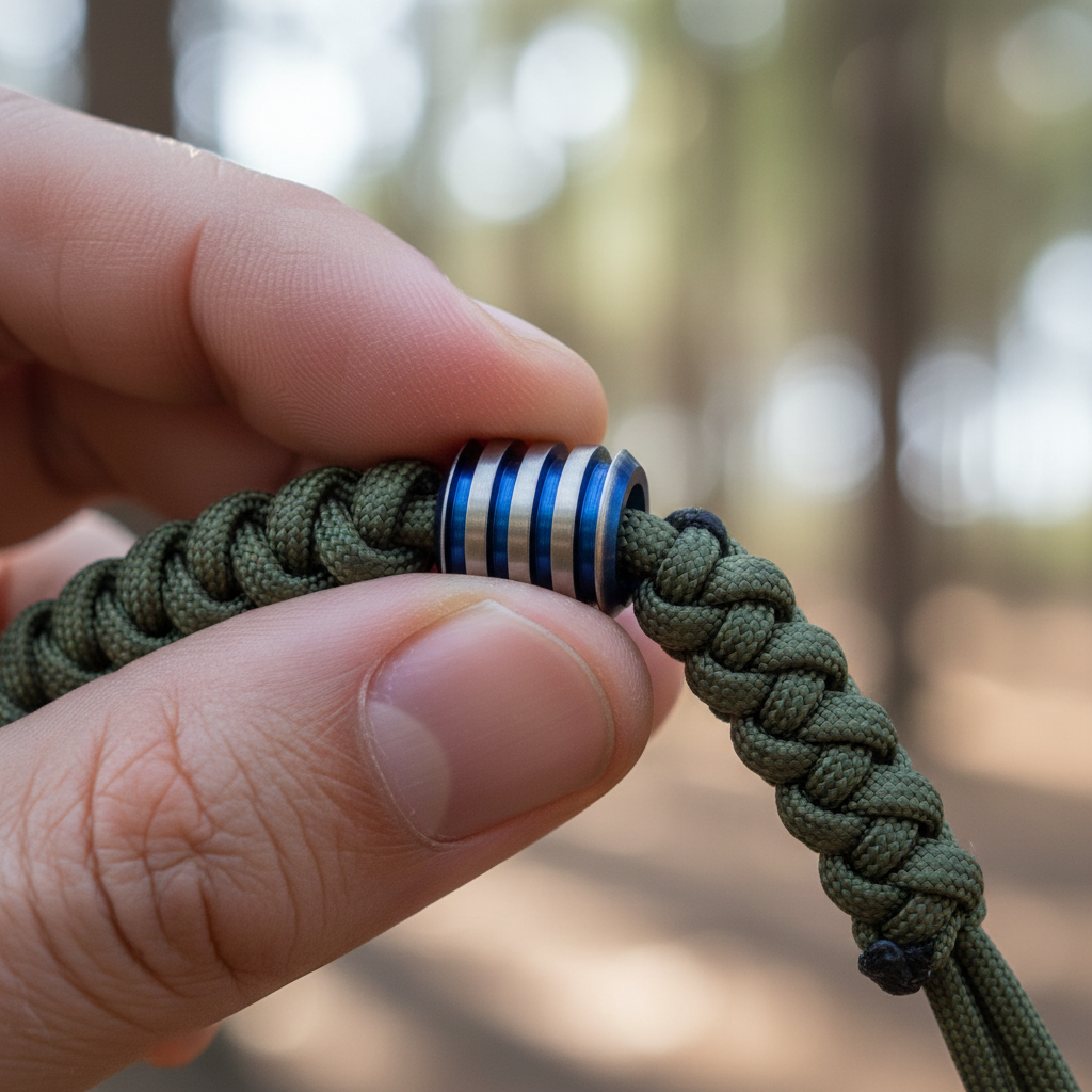 Grooved Titanium Bead · Silver, Blue or Green · 16 mm