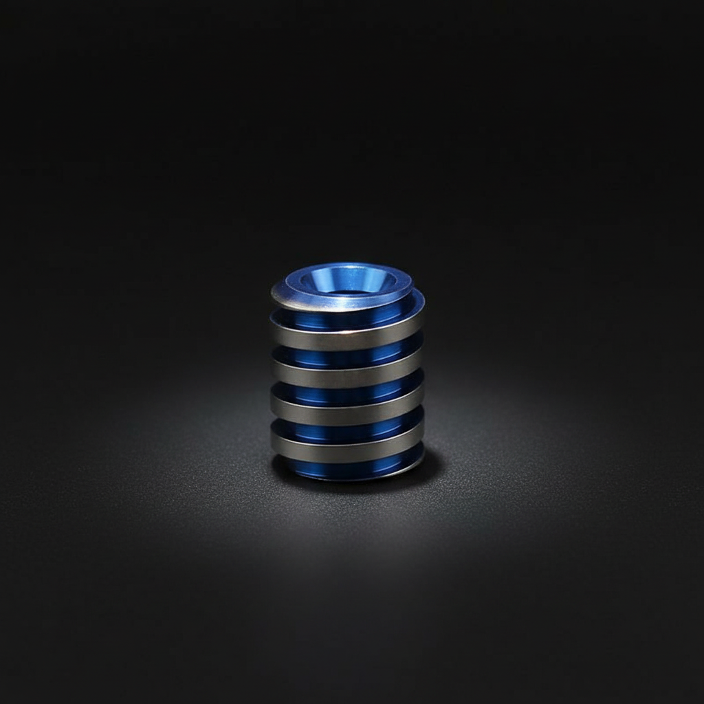 Grooved Titanium Bead · Silver, Blue or Green · 16 mm — Blue