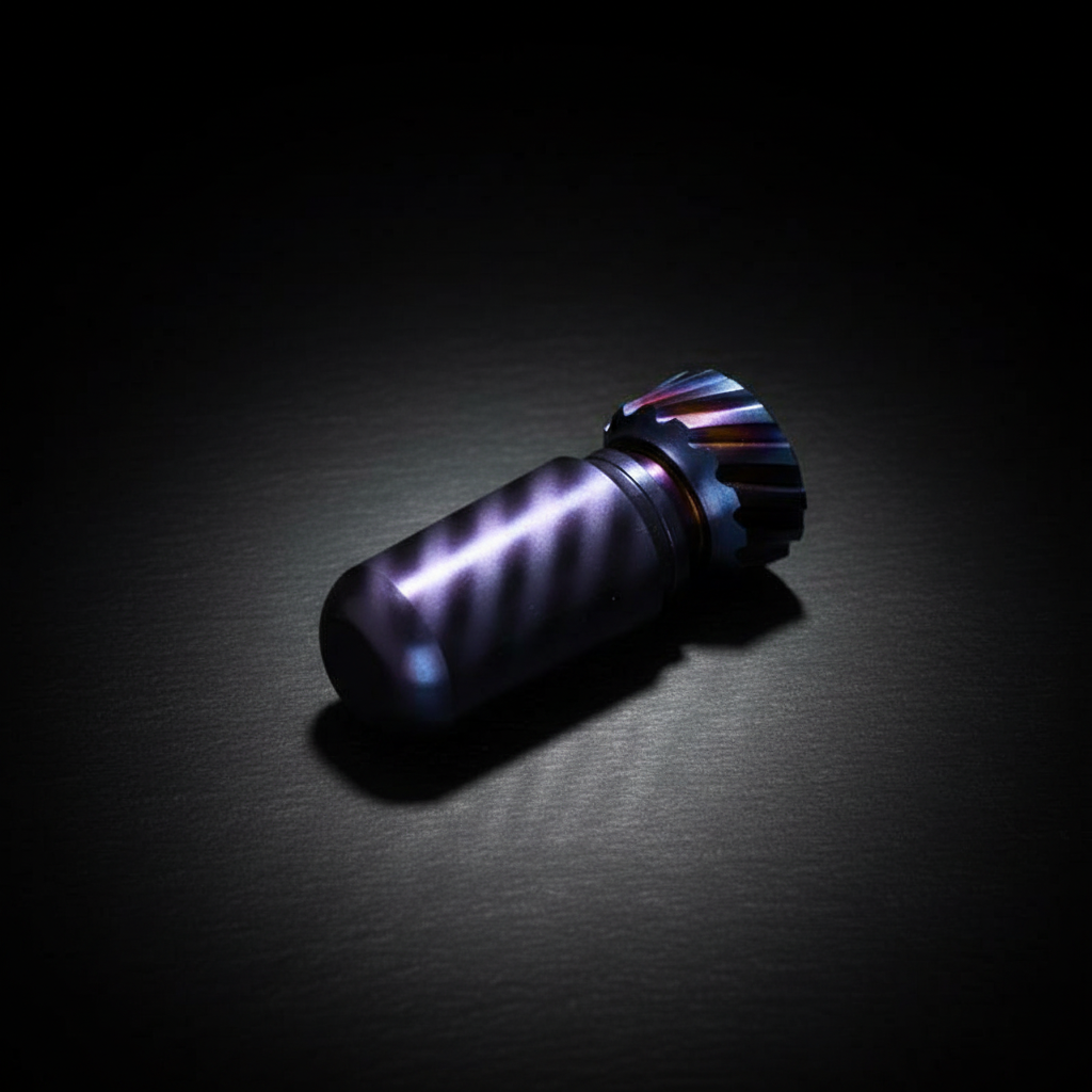 Titanium Gear-Cap Keychain Canister · 35 mm — Blue