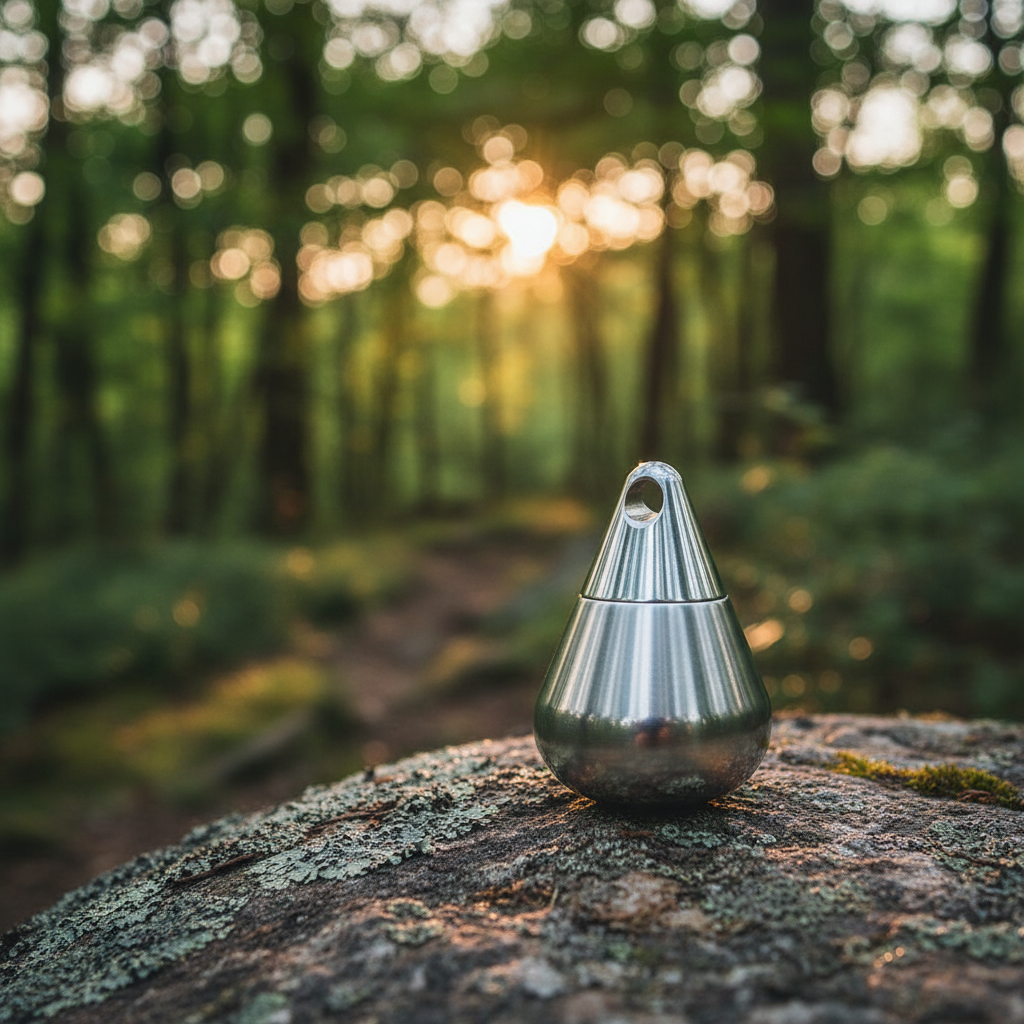 Titanium Teardrop Keychain Container & Pendant · 25.5 mm