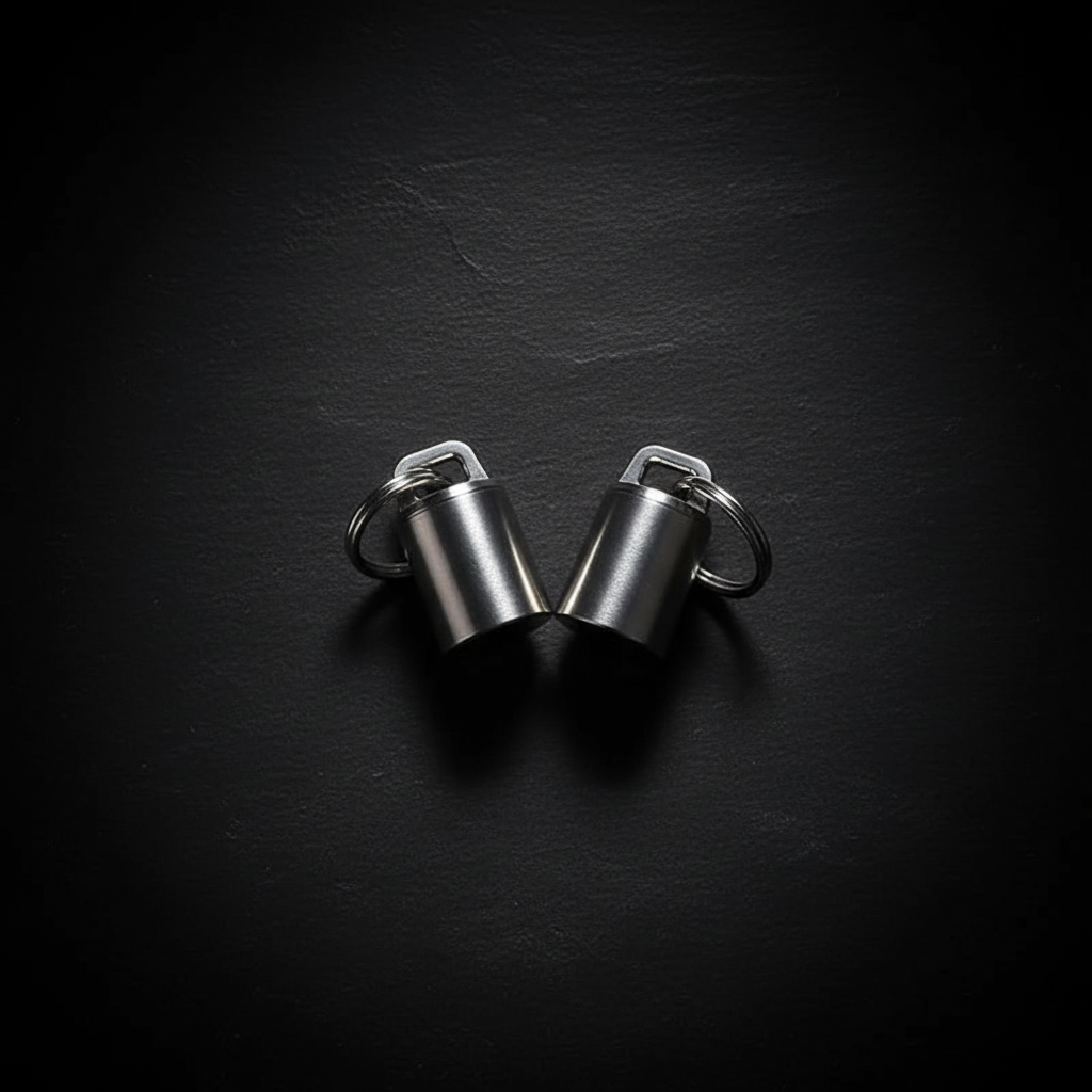 Tiny Titanium Keychain Capsule · 23 mm