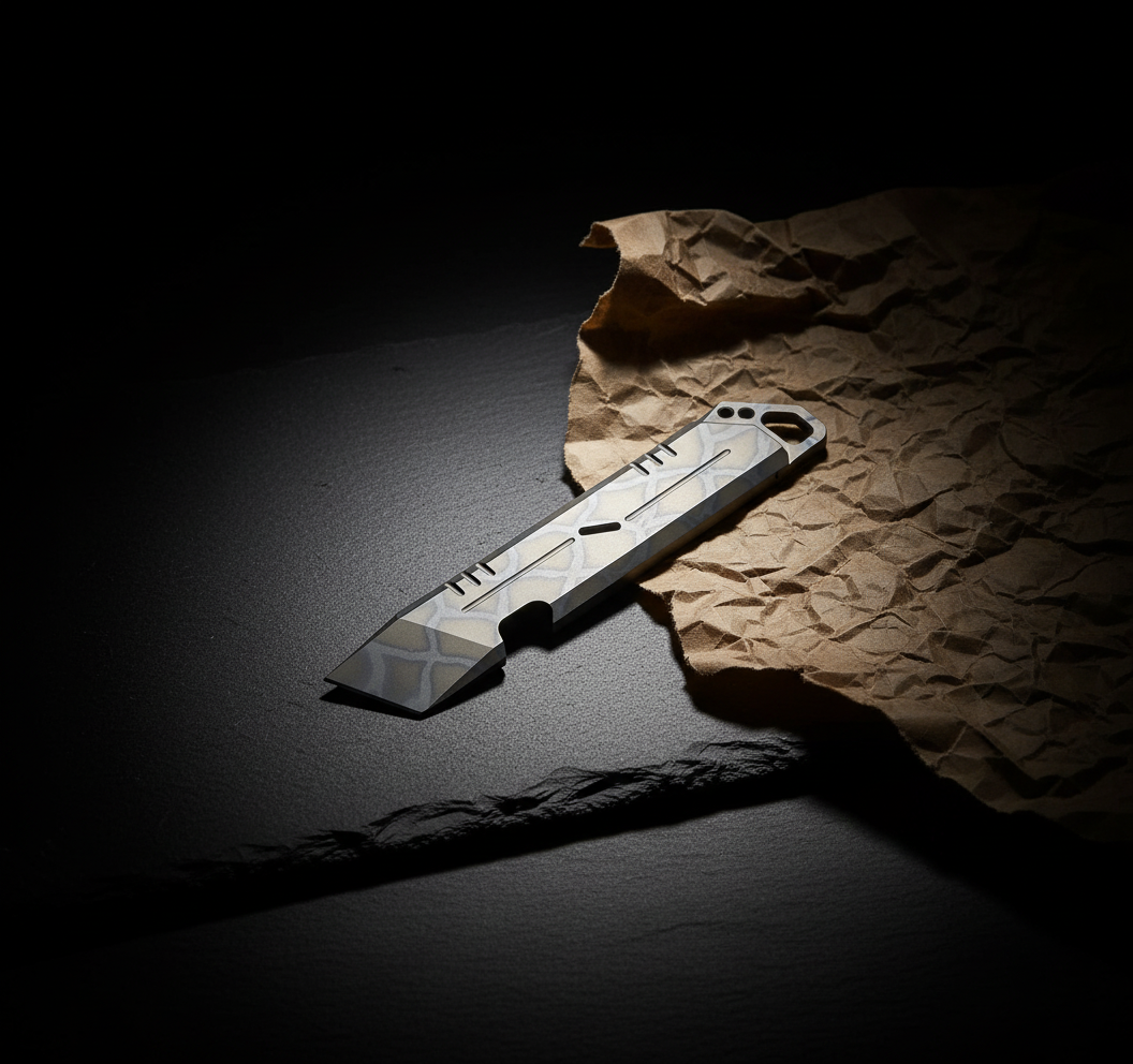 Engraved Burnt Titanium Tanto Pry Bar
