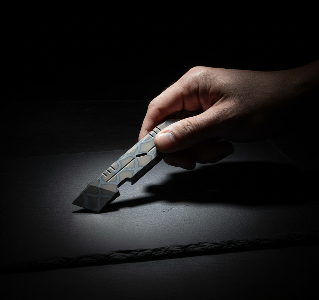 Engraved Burnt Titanium Tanto Pry Bar