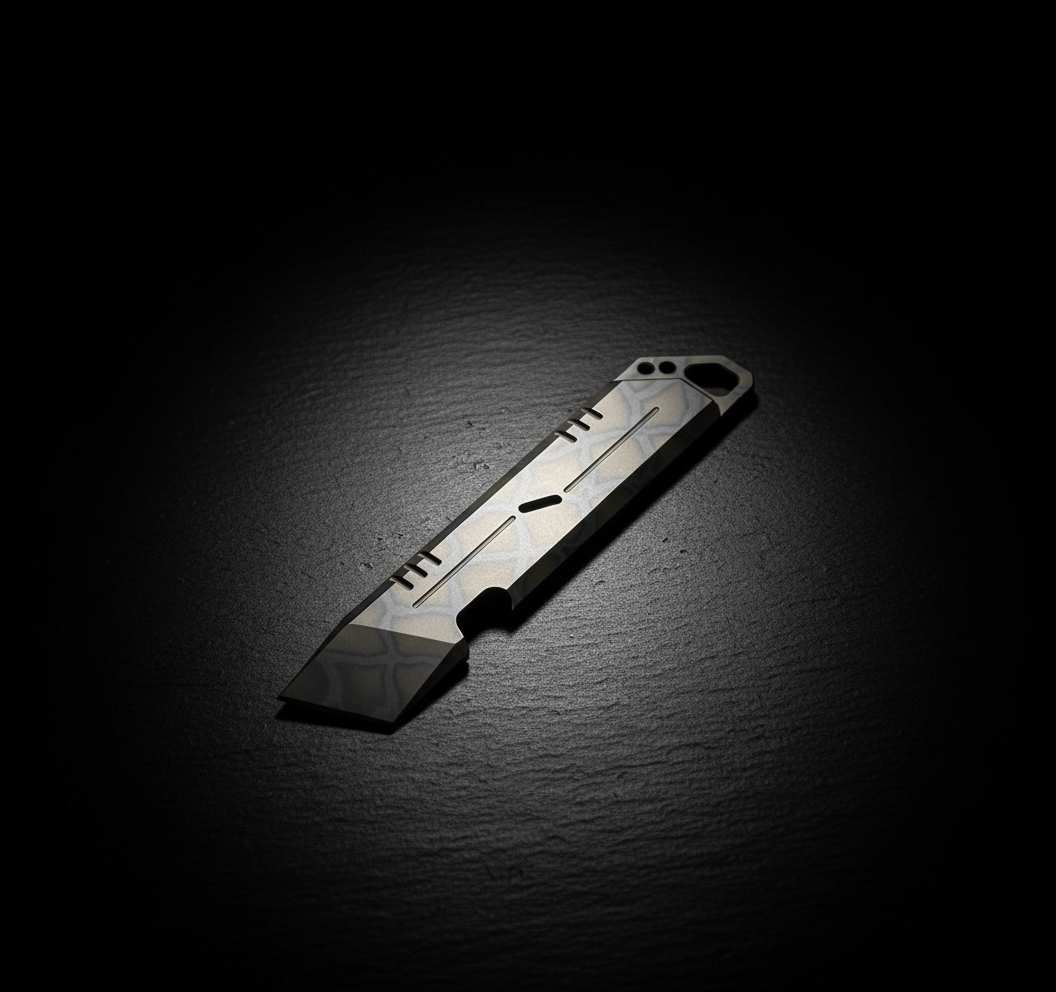 Engraved Burnt Titanium Tanto Pry Bar