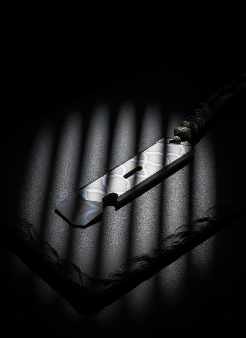 Faceted-Tip Titanium Pocket Pry Bar · 92 mm — Burnt Pattern