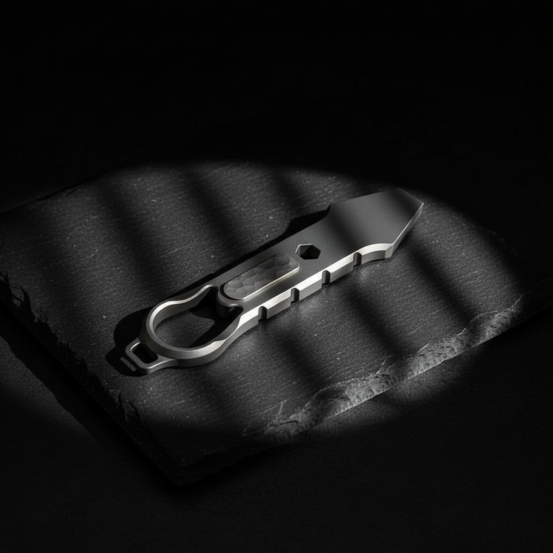 Hammered Titanium Pry Bar with Hex Bit Holder · 110 mm