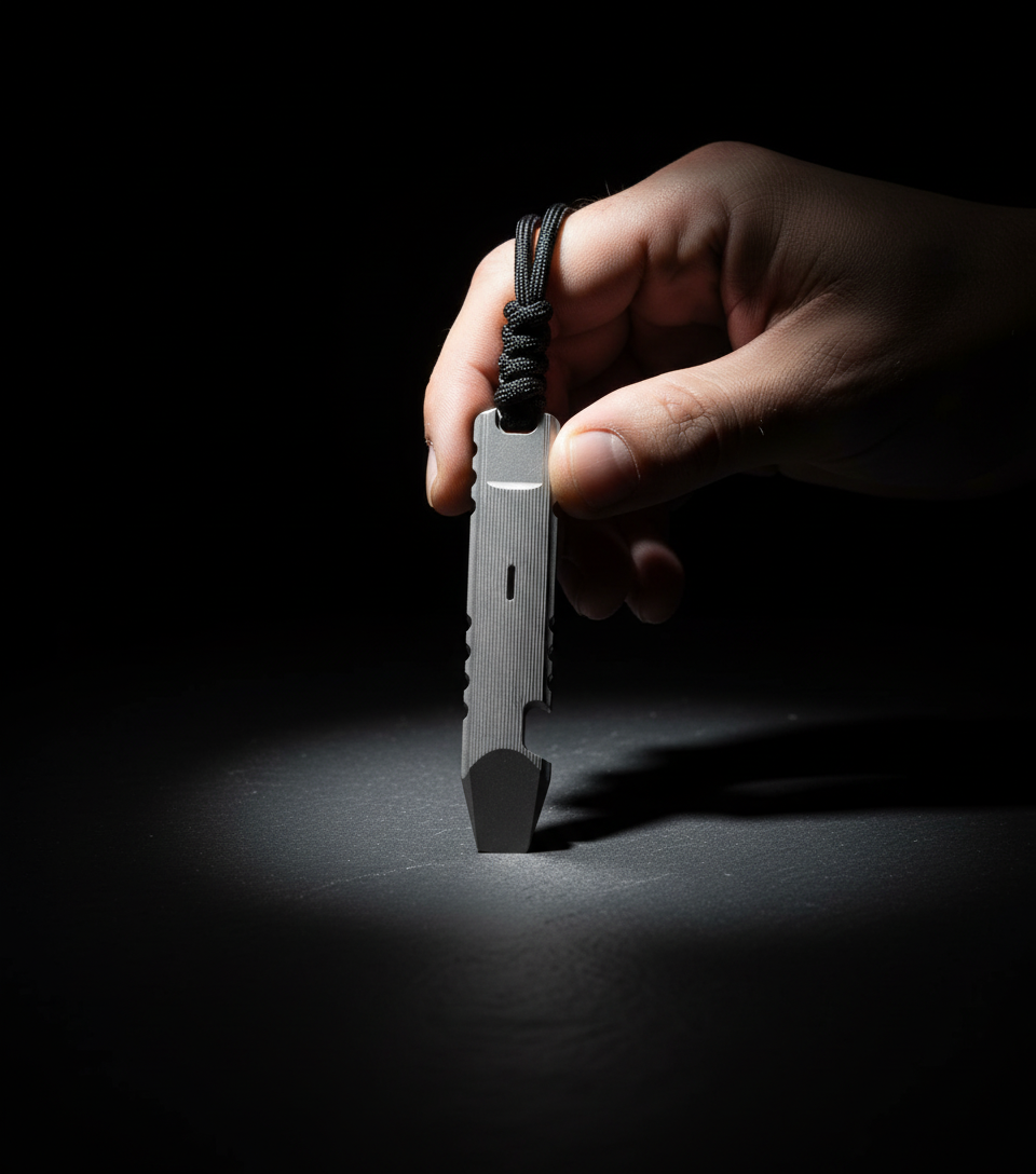 Titanium Pocket Pry Bar with Bottle Opener · 94 mm