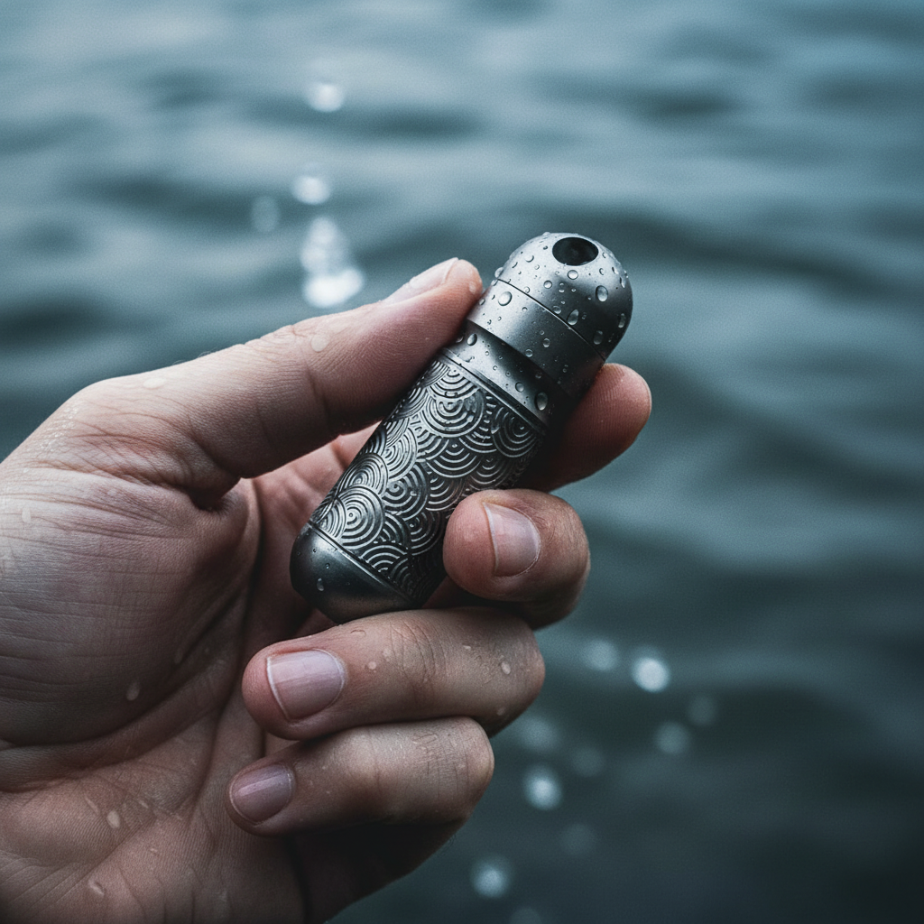 Wave-Engraved Titanium Bit Holder Canister · 53 mm