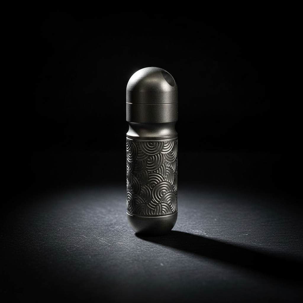Wave-Engraved Titanium Bit Holder Canister · 53 mm