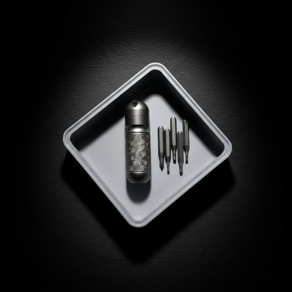 Wave-Engraved Titanium Bit Holder Canister · 53 mm