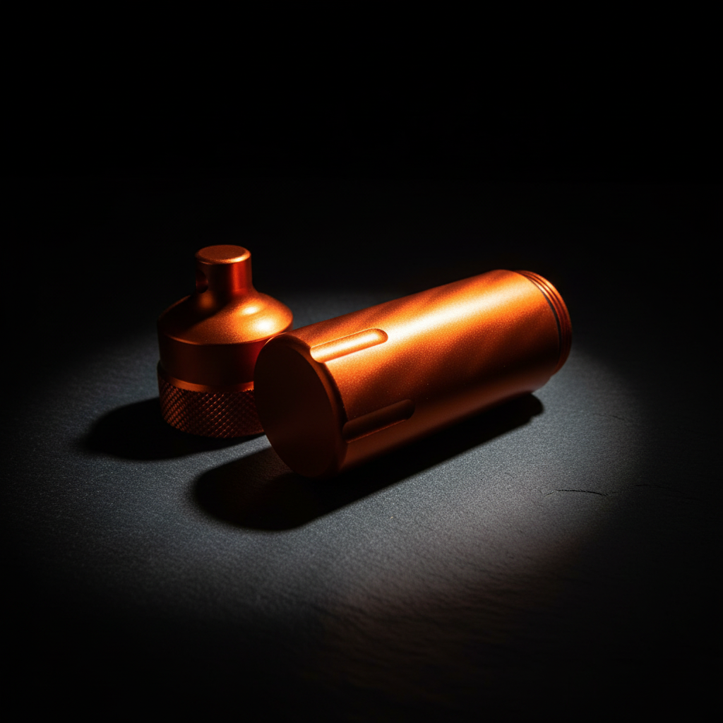Small Waterproof Aluminum Keychain Capsule — Orange